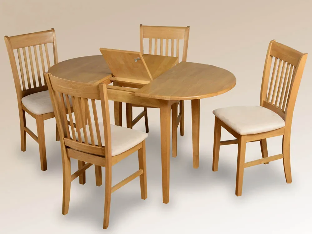 Seconique Clearance - Seconique Oxford 105cm Oak Extending Dining Table and 4 Chairs Set
