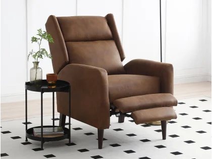 Kyoto Stanley Brown Faux Leather Recliner Chair