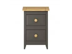 Core Capri Carbon and Waxed Pine 2 Drawer Petite Bedside Table