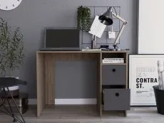 Core Vegas Oak and Grey 2 Drawer Desk