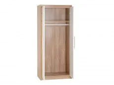 Seconique Seville White High Gloss and Oak 2 Door Double Wardrobe