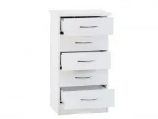 Seconique Nevada White High Gloss 5 Drawer Chest of Drawers