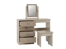 Seconique Nevada Oyster Gloss and Oak 4 Drawer Dressing Table Set