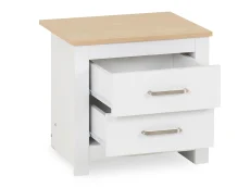 Seconique Portland White and Oak 2 Drawer Bedside Table