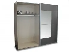 Rauch Kira 218cm Metallic Grey Sliding Door Mirrored Large Double Wardrobe