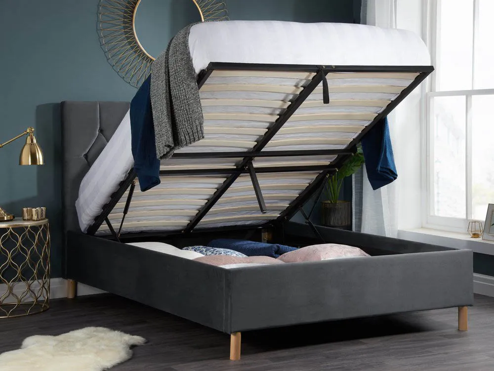 Birlea Furniture & Beds Birlea Loxley 5ft King Size Grey Fabric Ottoman Bed Frame