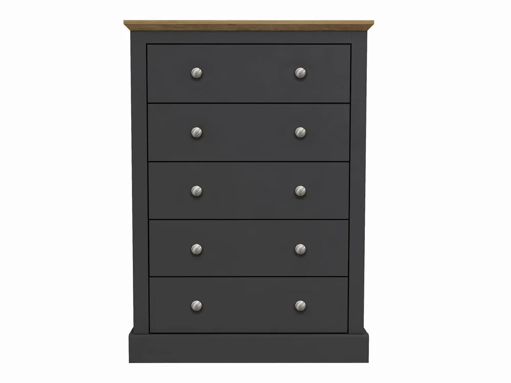 LPD LPD Devon 5 Drawer Charcoal and Oak Chest of Drawers