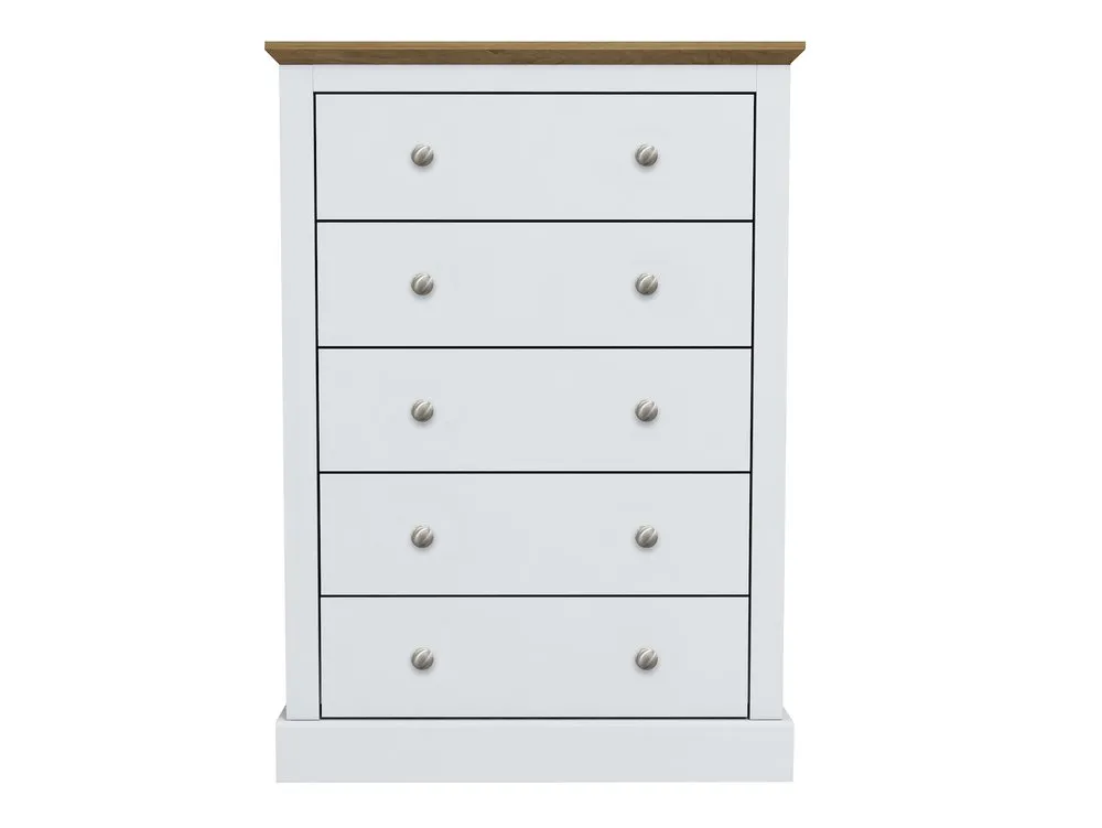 LPD LPD Devon 5 Drawer White and Oak Chest of Drawers