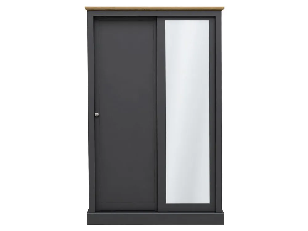 LPD LPD Devon Charcoal and Oak Sliding Door Mirrored Double Wardrobe