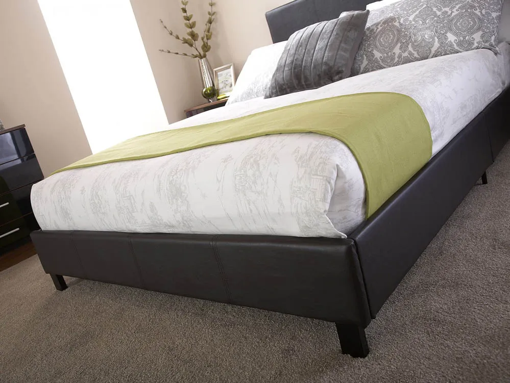 GFW GFW Bed in a Box 4ft Small Double Black Faux Leather Bed Frame