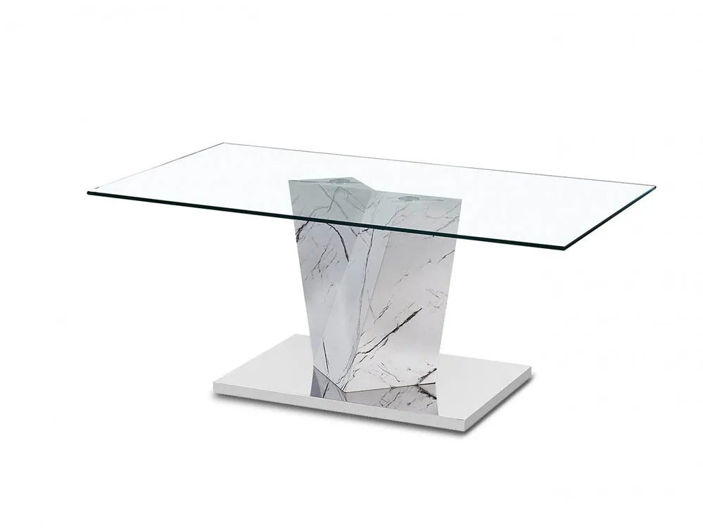 LPD LPD Alpha Glass and White Marble Effect Coffee Table