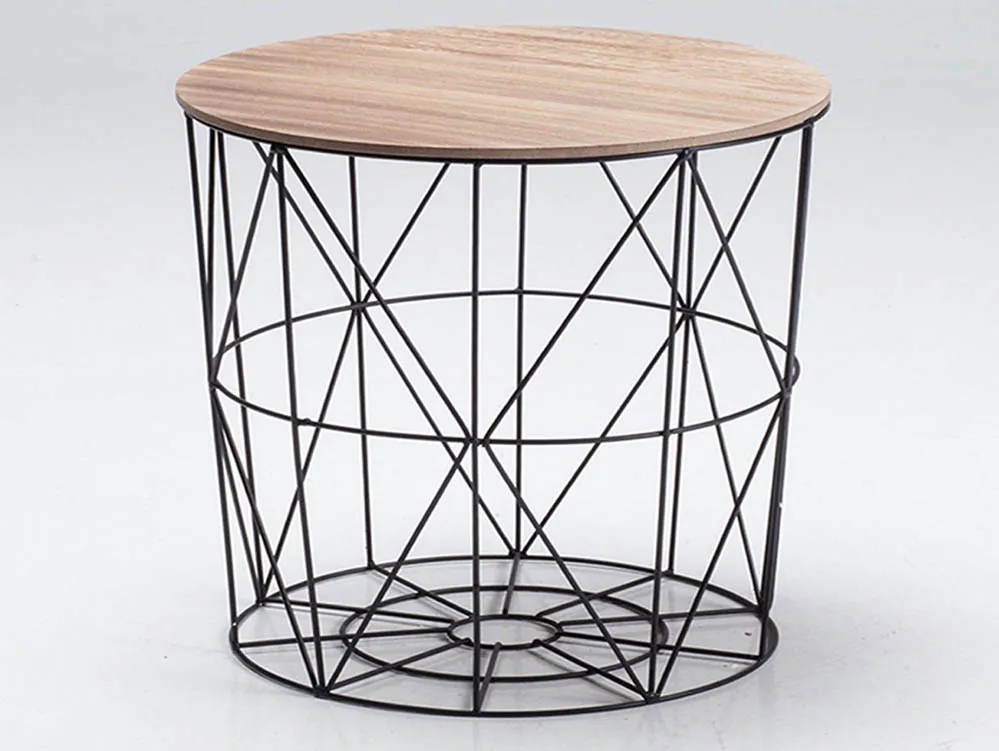 LPD LPD Cosmo Black and Oak Cage Storage Lamp Table