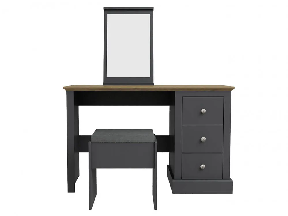 LPD LPD Devon Charcoal 3 Drawer Pedestal Dressing Table and Stool