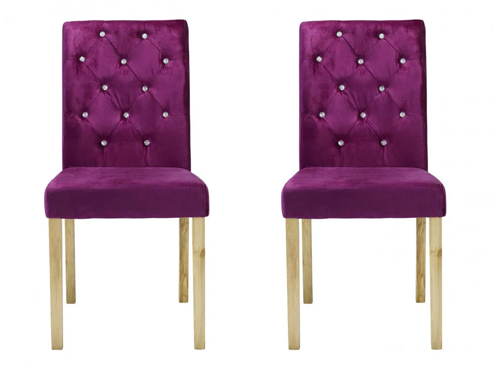 LPD LPD Paris Set of 2 Purple Velvet Dining Chairs
