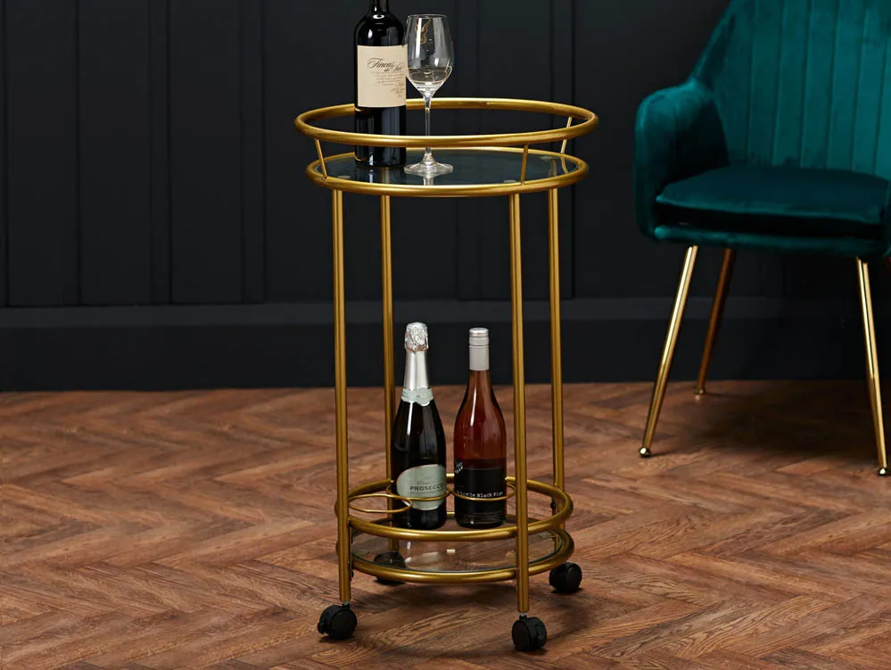 LPD LPD Collins Glass and Gold Drinks Trolley