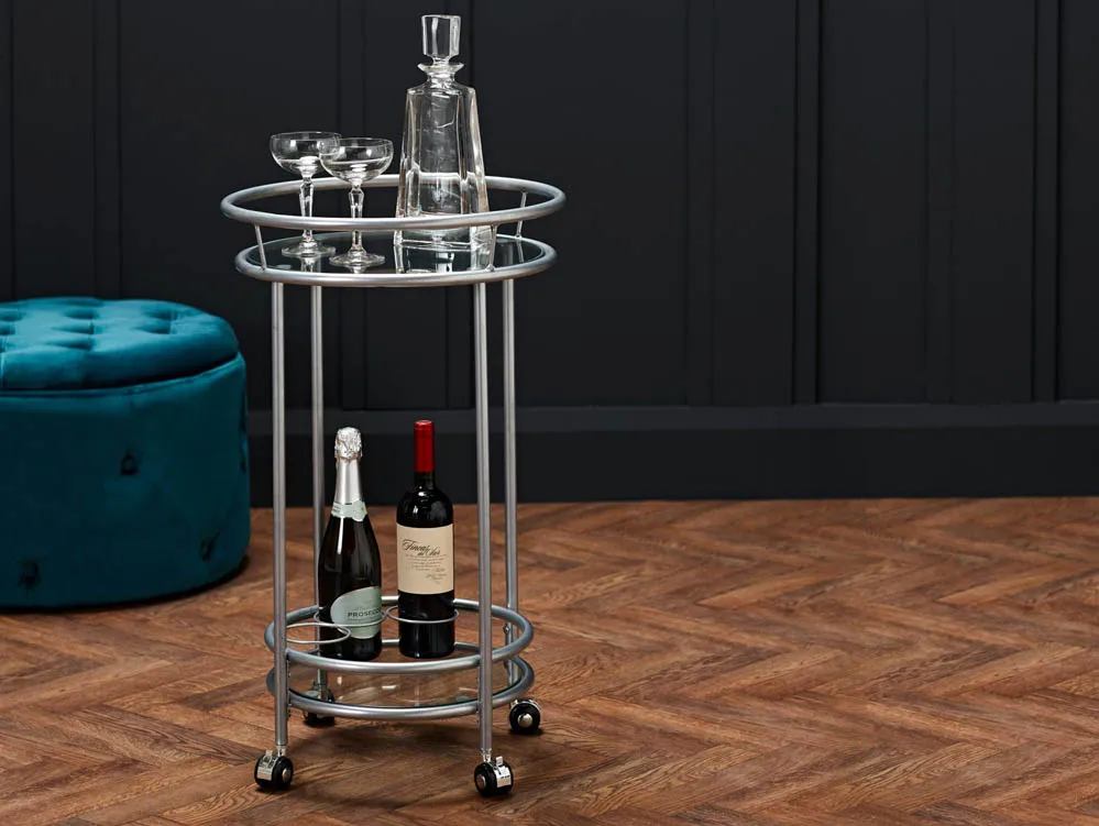 LPD LPD Collins Glass and Silver Drinks Trolley