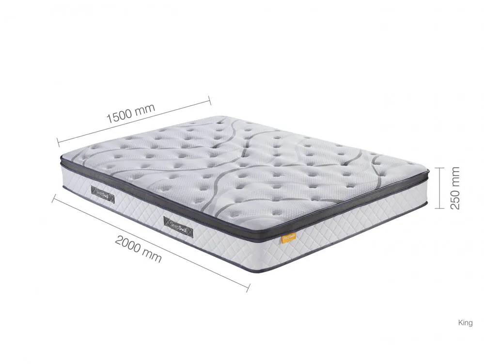SleepSoul SleepSoul Heaven Gel Pocket 1000 Pillowtop 5ft King Size Mattress in a Box