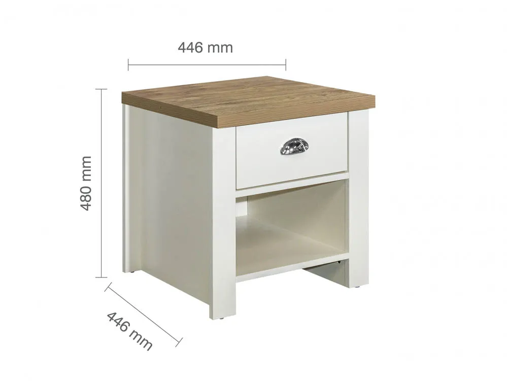 Birlea Furniture & Beds Birlea Highgate Cream and Oak Effect 1 Drawer Lamp Table