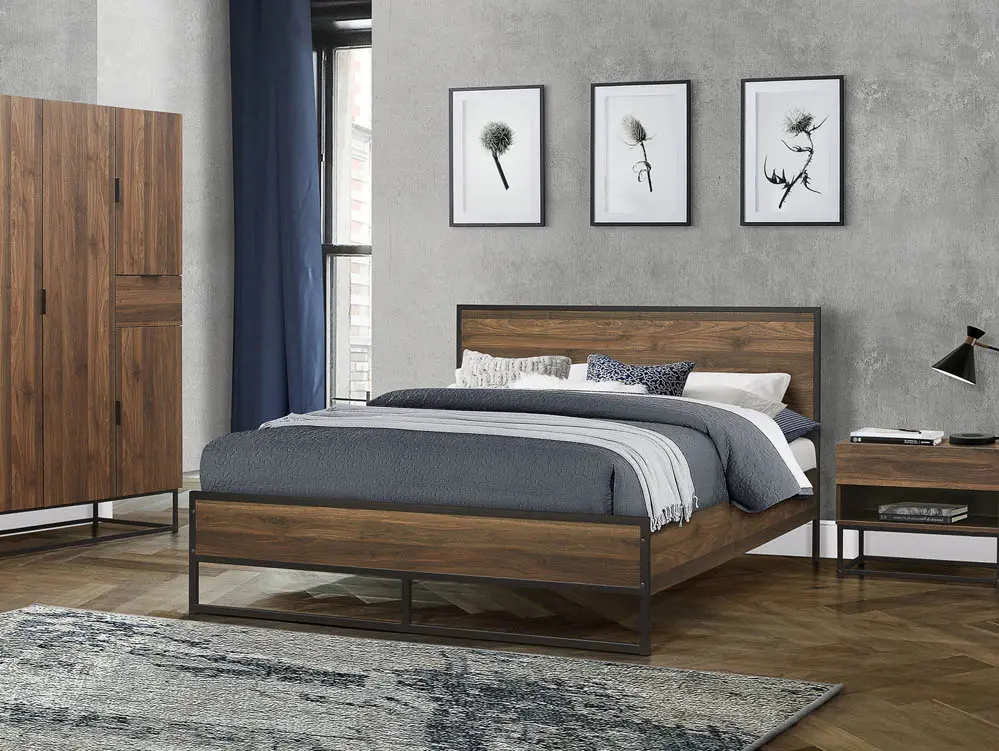 Birlea Furniture & Beds Birlea Houston 4ft Small Double Walnut Effect Bed Frame