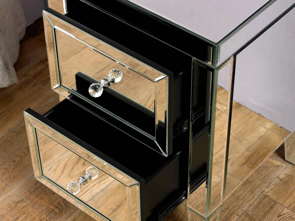 Birlea Furniture & Beds Birlea Valencia Mirrored 2 Drawer Bedside Table (Assembled)