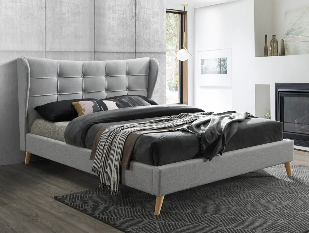 Birlea Furniture & Beds Birlea Harper 4ft6 Double Dove Grey Fabric Bed Frame