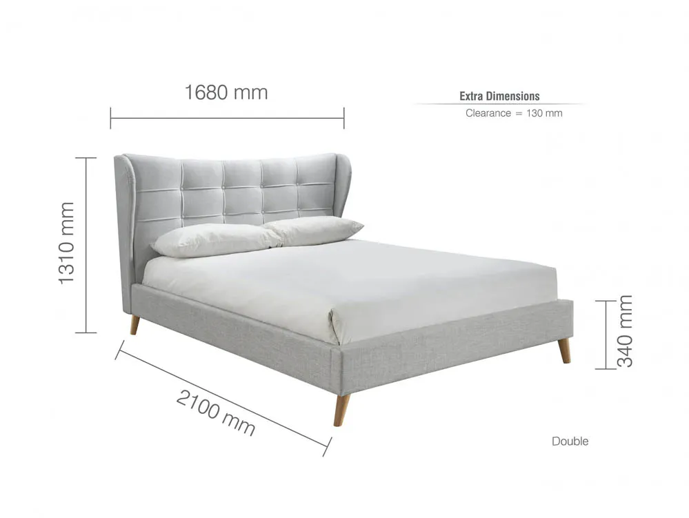 Birlea Furniture & Beds Birlea Harper 4ft6 Double Dove Grey Fabric Bed Frame