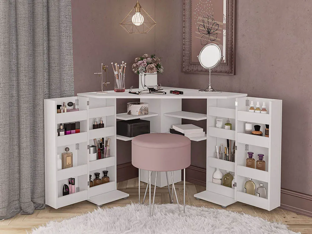 Birlea Furniture & Beds Birlea Olivia White Corner Dressing Table with Storage