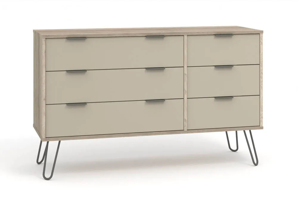 Core Products Core Augusta Driftwood and Calico 3+3 Drawer Wide Chest of Drawers