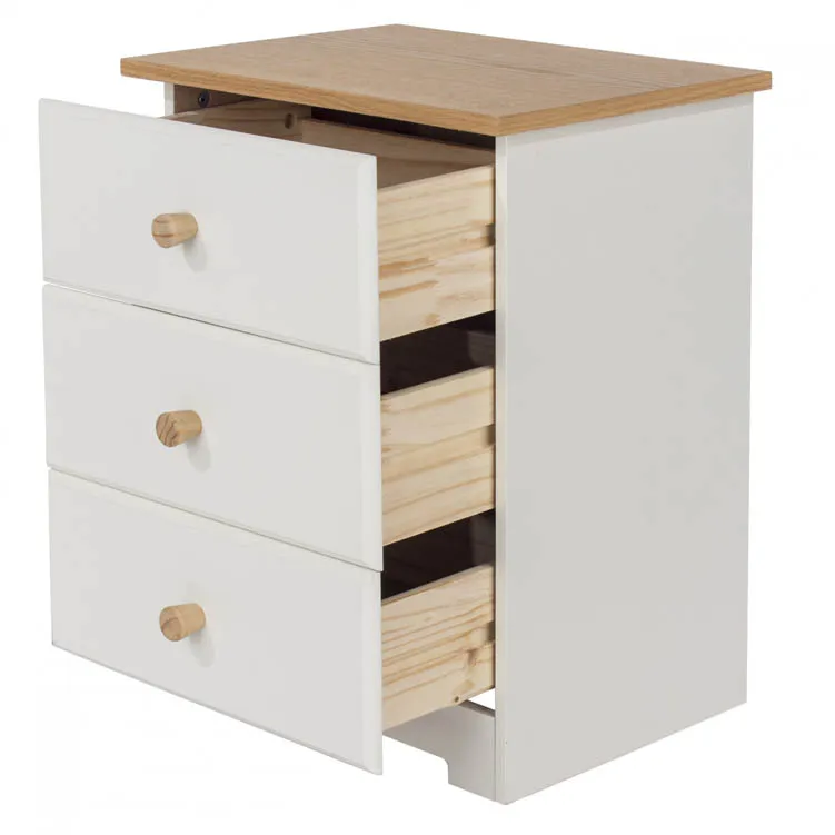 Core Products Core Colorado White and Oak 3 Drawer Bedside Table