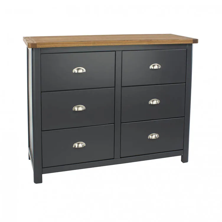 Core Products Core Dunkeld Midnight Blue and Oak 3+3 Dr Wide Chest of Drawers