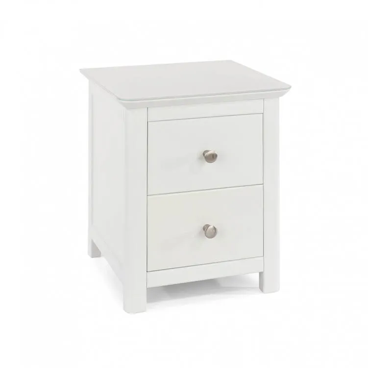 Core Products Core Nairn White with Bonded Glass 2 Drawer Bedside Table
