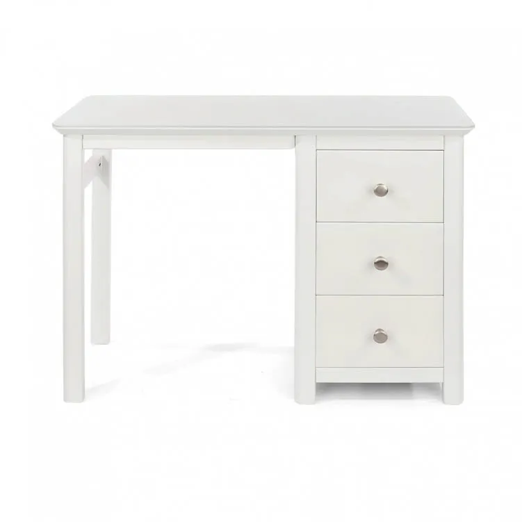 Core Products Core Nairn White with Bonded Glass Single Pedestal Dressing Table