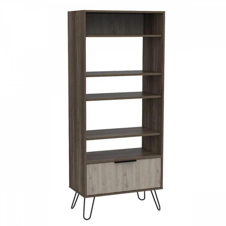 Core Products Core Nevada Smoked Oak and Grey Oak Effect 1 Door Display Bookcase