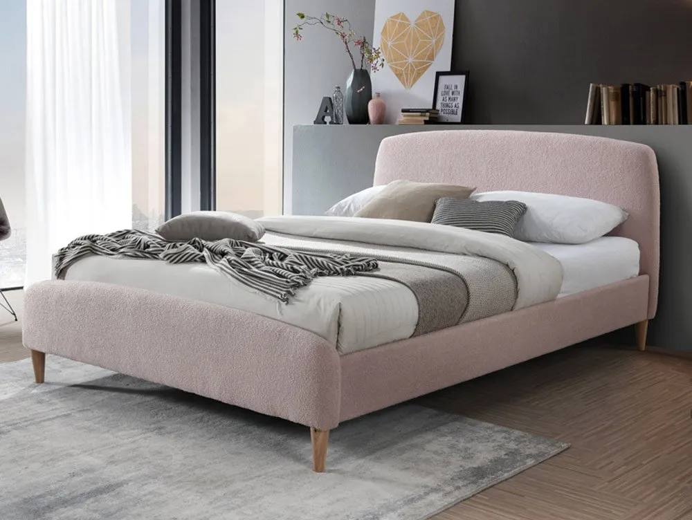 Birlea Furniture & Beds Birlea Otley 5ft King Size Pink Upholstered Boucle Fabric Bed Frame