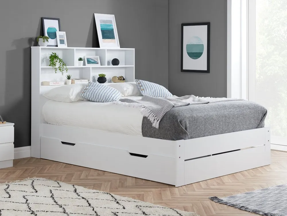 Birlea Furniture & Beds Birlea Alfie 4ft Small Double White Wooden 1 Drawer Bed Frame