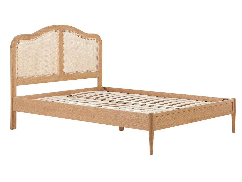 Birlea Furniture & Beds Birlea Leonie 4ft6 Double Rattan Oak Wooden Bed Frame