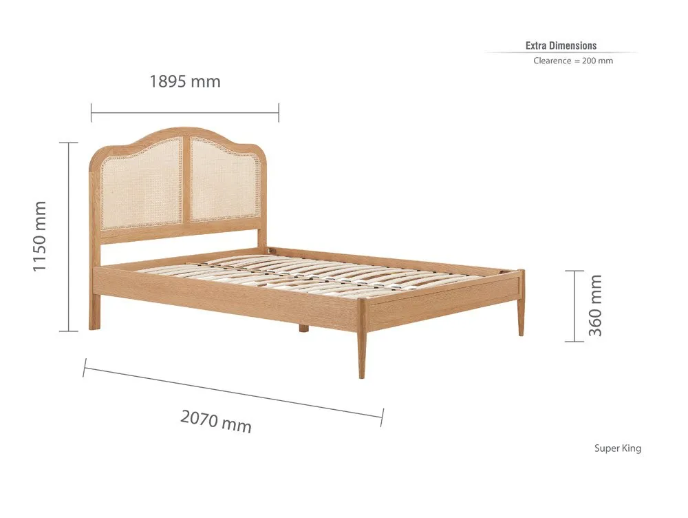 Birlea Furniture & Beds Birlea Leonie 6ft Super King Size Rattan Oak Wooden Bed Frame
