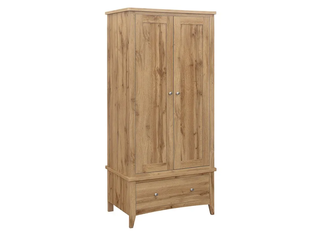 Birlea Furniture & Beds Birlea Hampstead Oak 2 Door 1 Drawer Double Wardrobe