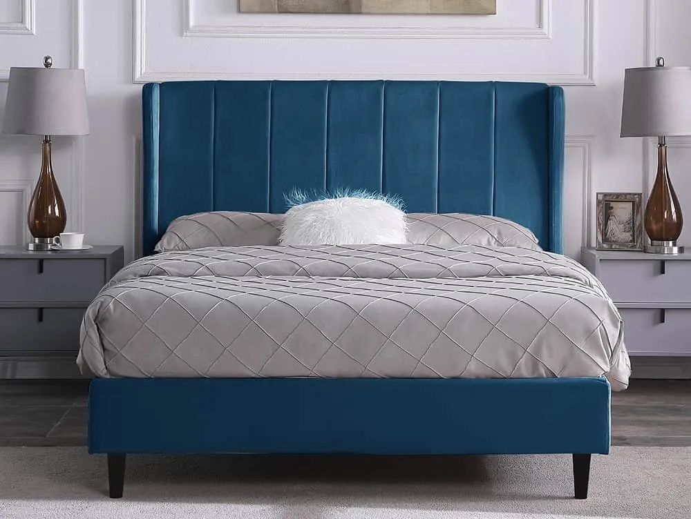 Seconique Seconique Amelia 4ft6 Double Blue Fabric Bed Frame
