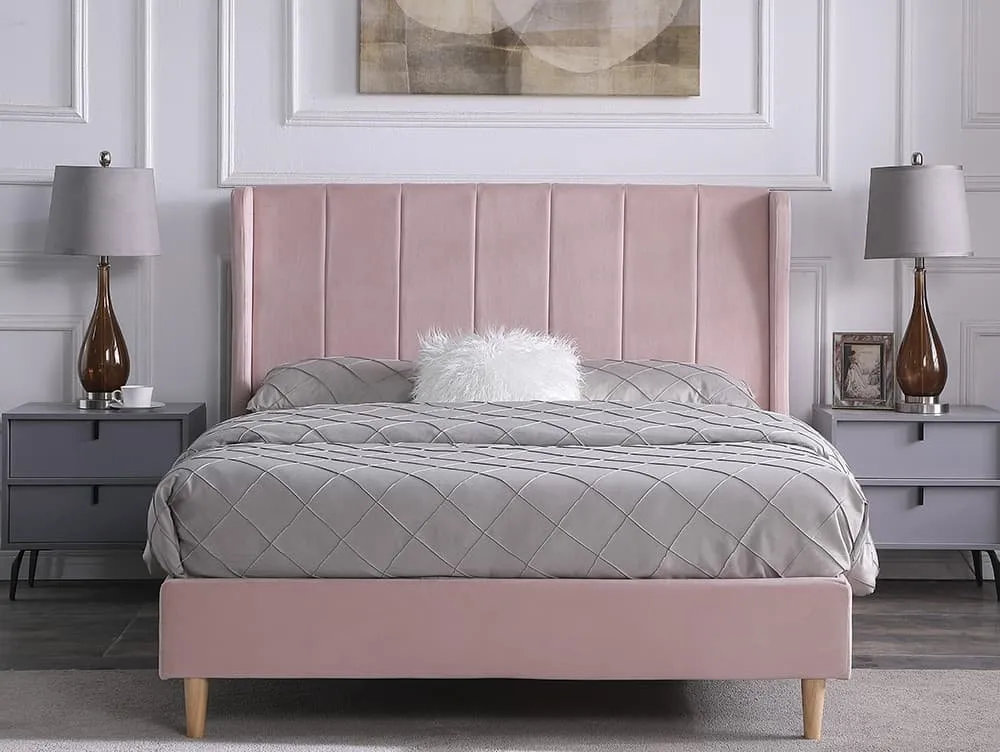 Seconique Seconique Amelia 5ft King Size Pink Fabric Bed Frame