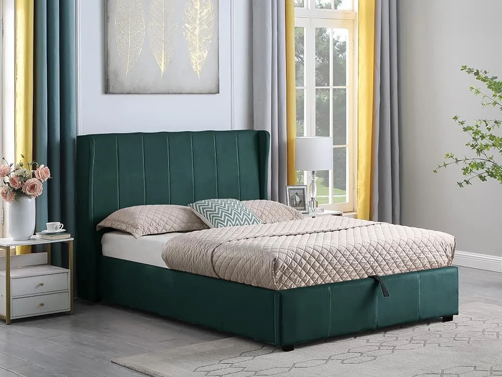 Seconique Seconique Amelia 4ft6 Double Green Fabric Ottoman Bed Frame