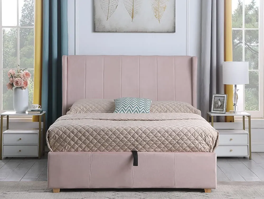 Seconique Seconique Amelia 4ft6 Double Pink Fabric Ottoman Bed Frame