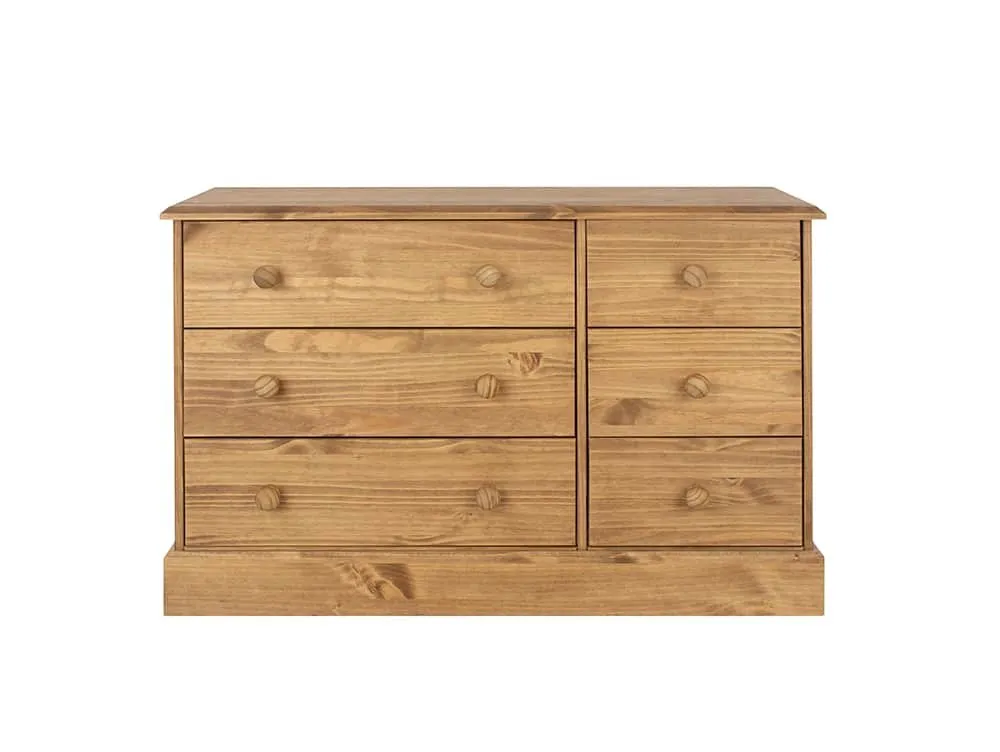Core Products Core Cotswold Pine 3+3 Drawer Wide Wooden Chest of Drawers