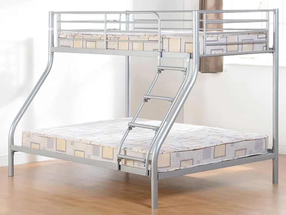 Seconique Seconique Tandi 3ft plus 4ft6 Silver Metal Bunk Bed Frame