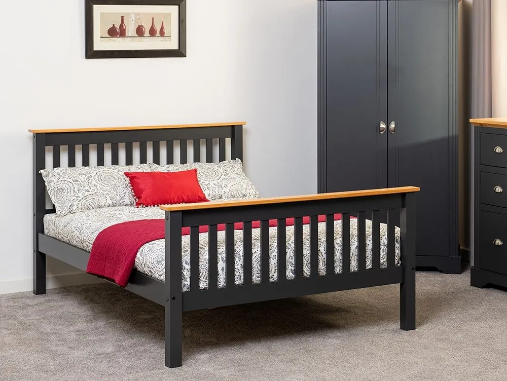Seconique Seconique Monaco 5ft King Size Grey and Oak Wooden Bed Frame (High Footend)