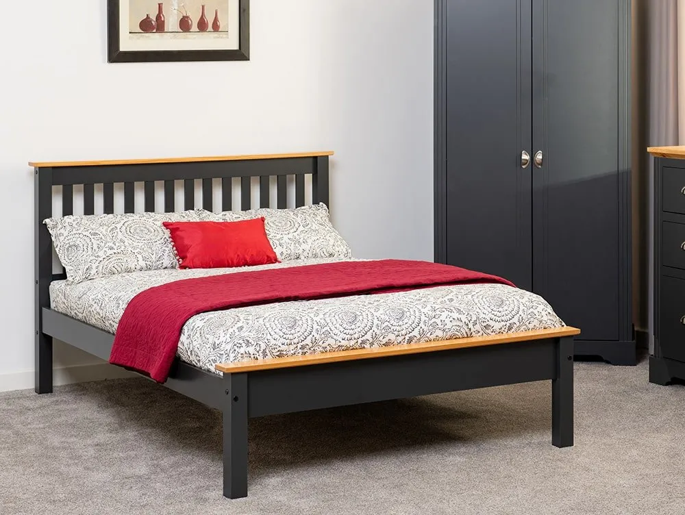 Seconique Seconique Monaco 4ft6 Double Grey and Oak Wooden Bed Frame (Low Footend)