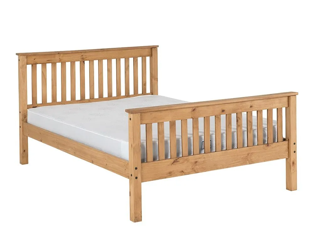 Seconique Seconique Monaco 4ft6 Double Wax Pine Wooden Bed Frame (High Footened)