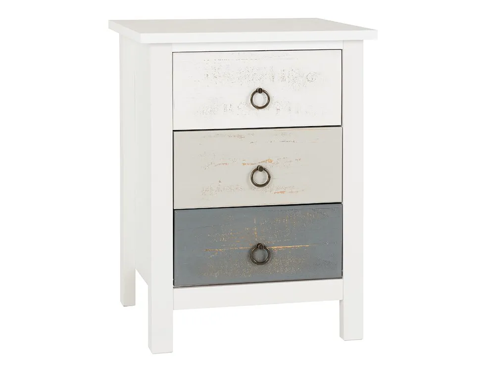 Seconique Seconique Vermont Grey and White 3 Drawer Bedside Table