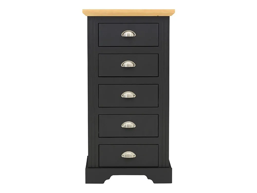Seconique Seconique Toledo Grey and Oak 5 Drawer Tall Narrow Chest of Drawers