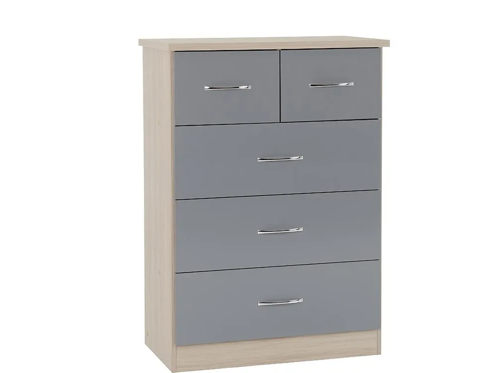 Seconique Seconique Nevada Grey Gloss and Oak 4 Piece Bedroom Furniture Package
